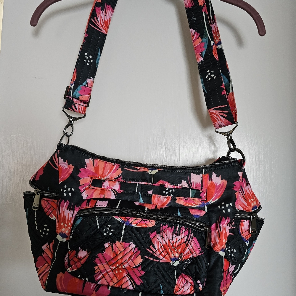 Lug Cha-cha crossbody in Pom Pom flora black